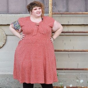 Effie's Heart Orange & Cream Dot Dress, size 4x